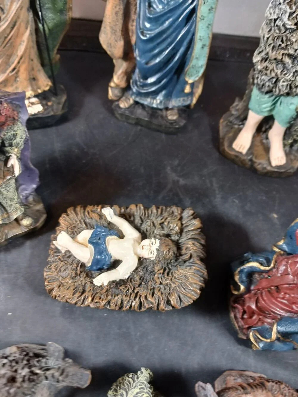 Vintage Resin Traditional Christmas Nativity Set 10 Pieces